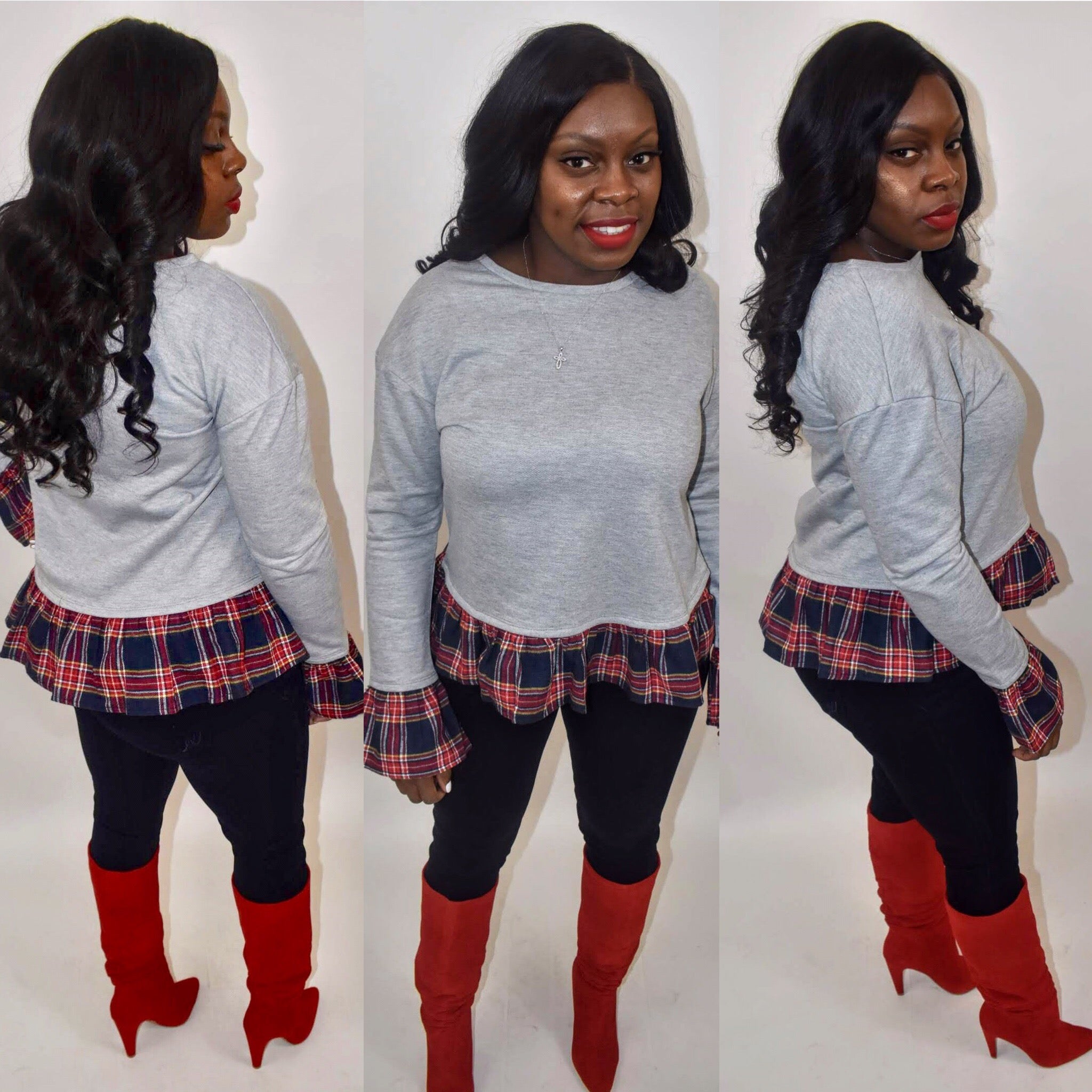 Plaid Peplum Shirt